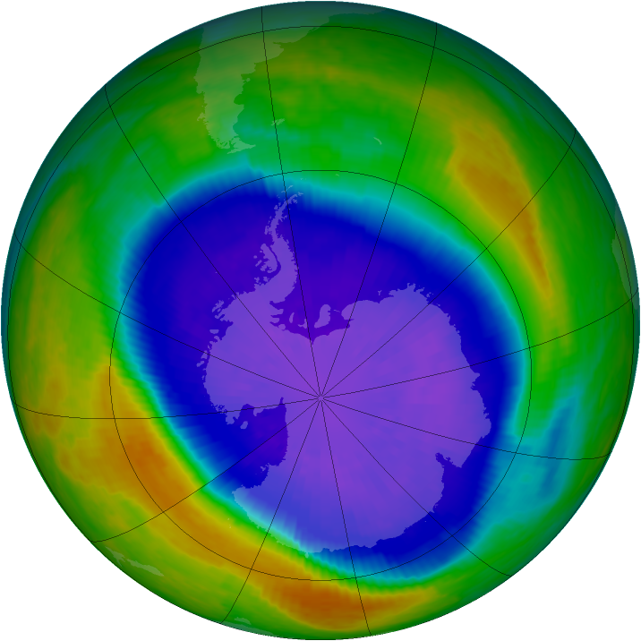 Antarctic ozone map for 19 September 2001